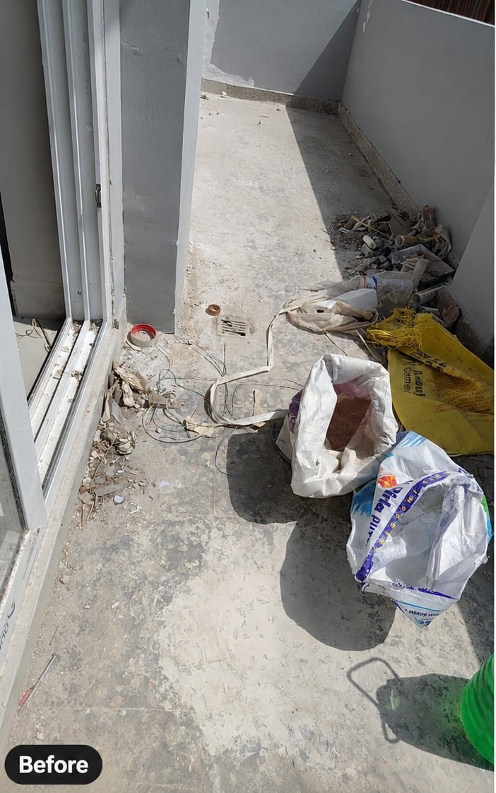 Balcony dust status before jet wash